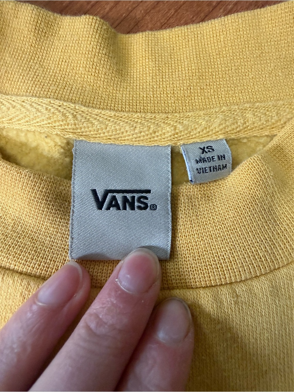 Vans Yellow Crewneck Sweatshirt with Checker Sleeve Detail - Picture 2 of 2